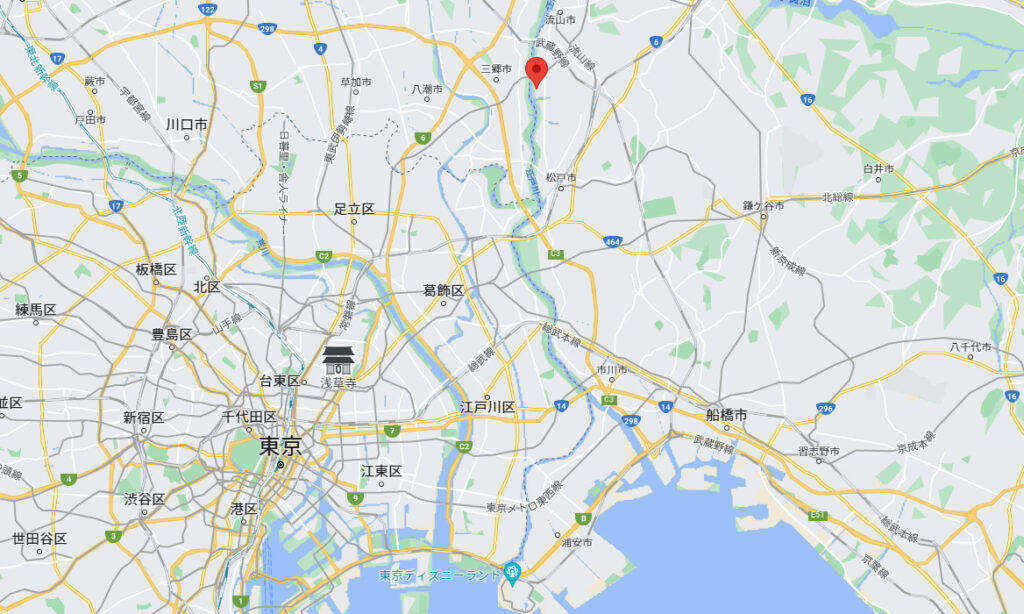 七右衛門新田から東京湾までの地図